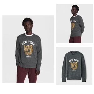 Rag & Bone Donegal Varsity Wool Crew in grey